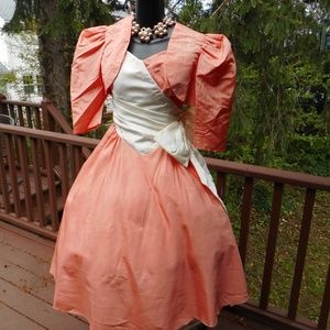 VINTAGE 80s PROM PARTY DRESS WITH BOLERO S